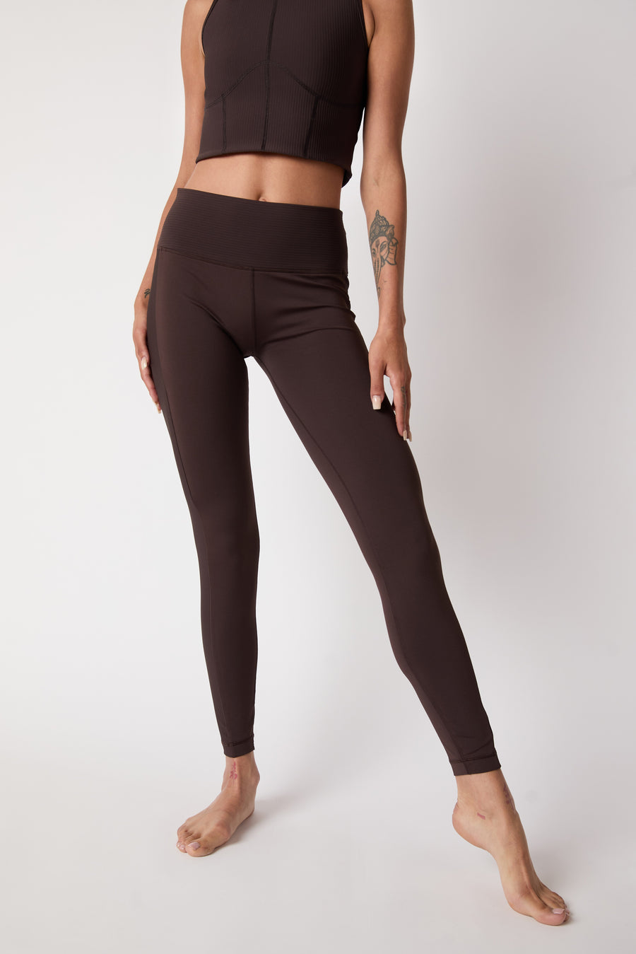 Feel Good Ribbed High Waist Leggings - Espresso