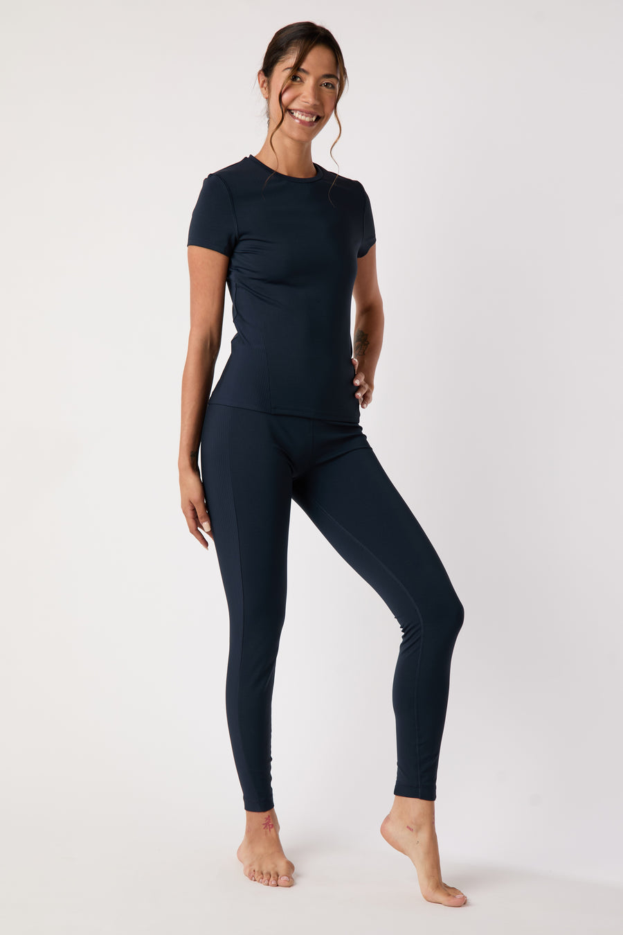 Feel Good Ribbed High Waist Leggings - True Navy