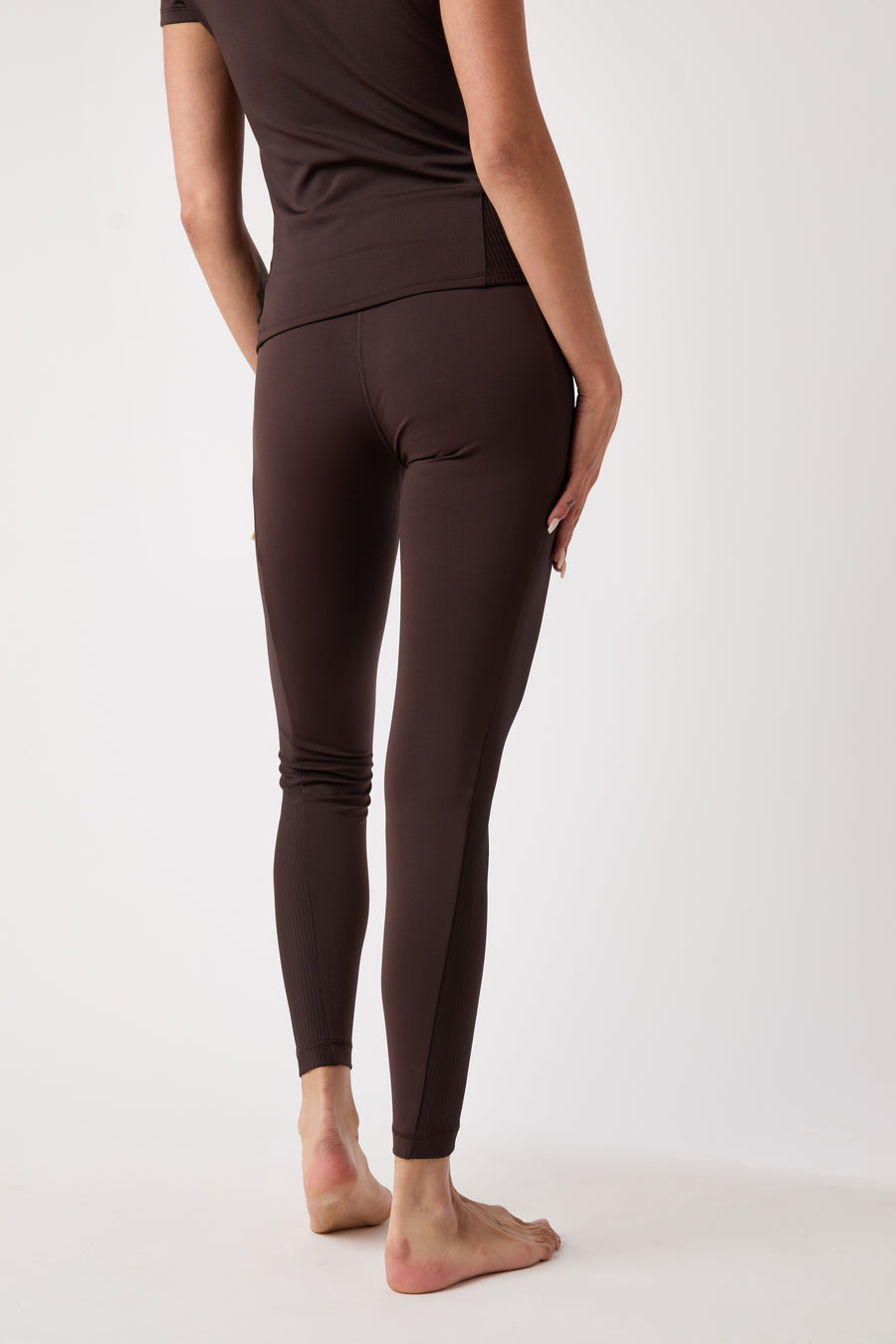 Feel Good Ribbed High Waist Leggings - Espresso