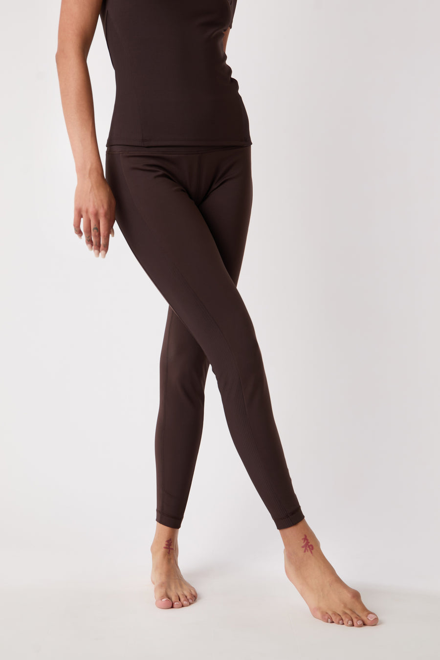 Feel Good Ribbed High Waist Leggings - Espresso